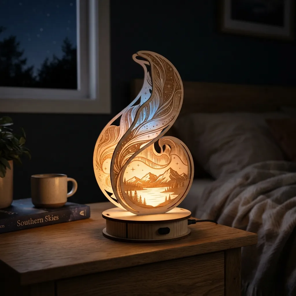 Wooden Night Light Aurora Australis Home Decor